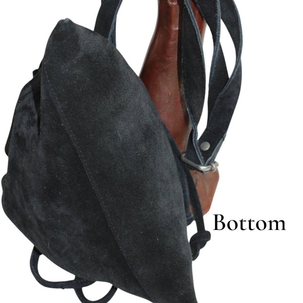 Free People Billie True Black Suede Drawstring Cross Body Slouchy Medicine Style - Picture 12 of 12